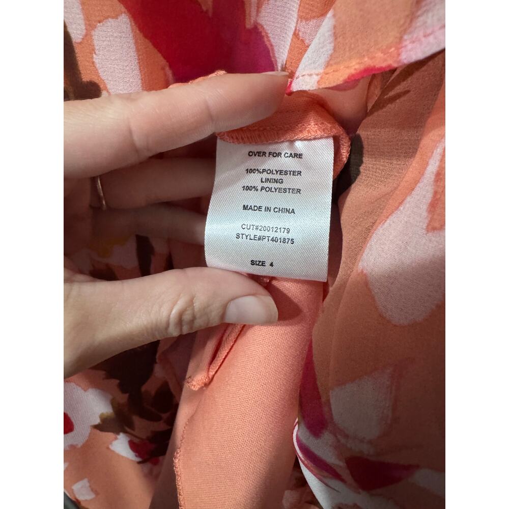 NWT Premier Amour Peach Floral Asymmetrical Midi Dress Size 4 - Picture 11 of 11
